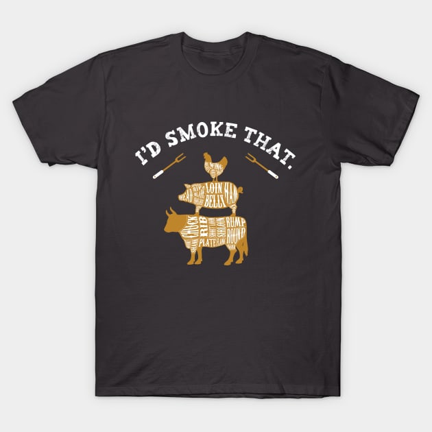 I'd Smoke That Funny Cow Chicken Pig Grilling T-Shirt by figandlilyco